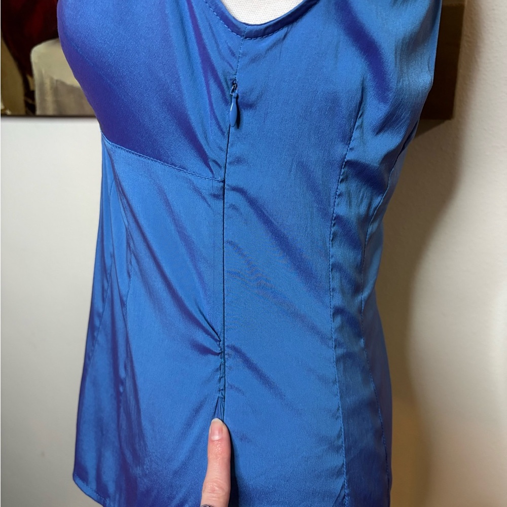 Express Blue Iridescent Ruffle Blouse - Picture 5 of 8
